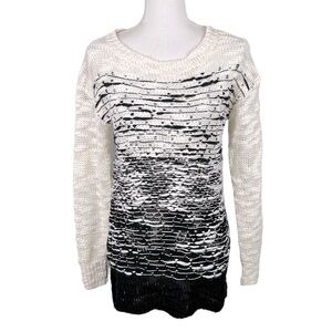 Sun & Shadow Black & White Knit Crewneck Long Sleeve Sweater Size Small New!